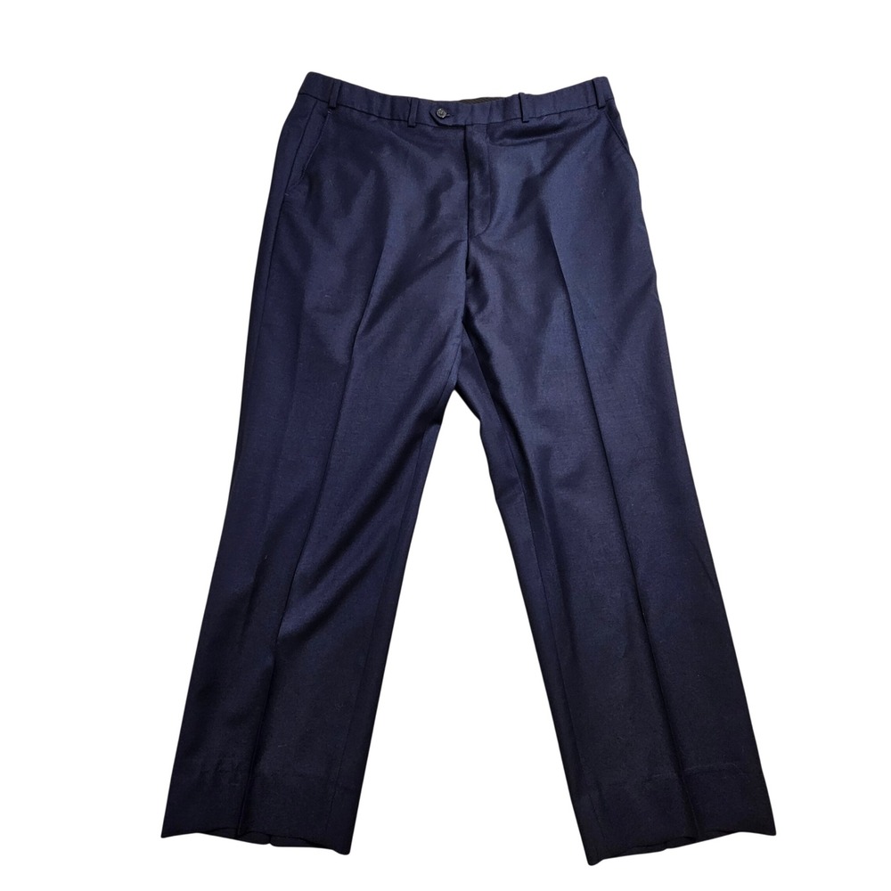 Lauren Ralph Lauren Dress Pant 38Wx28L Navy Blue Flat Front Trousers Wool Blend*
